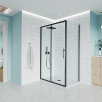 Душевой угол раздвижной E1-SP-B-100100-01-C9 1000х1000x1950 Цвет профиля Чёрный матовый Стекло  Прозрачное Veconi