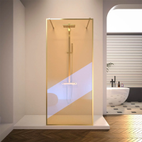 Душевая перегородка 1100x2000 KR90GC-110-09-C4 цвет профиля Брашированное золото стекло Хамелеон Veconi