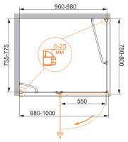 Душевой уголок, прямоугольный. VERONA-W-AH-1-100/80-P-Cr-L 1000x800x1950 Cezares
