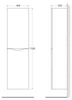 Шкаф подвесной, две распашные двери с доводчиками, с двумя  полками, правосторонний ANCONA-N-1500-2A-SC-BL-R BelBagno