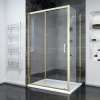 Душевой угол раздвижной прямоугольный RV055G-14090-01-C8 1400х900х1950 Цвет профиля Золото брашинг Стекло Прозрачное Veconi
