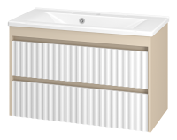 BALATON - 90 Тумба подвесная с 2 ящ., комб. бежев. + раковина УТ000023725 Brevita