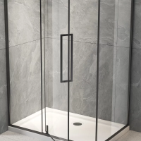 Душевой угол раздвижной прямоугольный RV033B-7070-01-C7 700х700х1950 Цвет профиля Чёрный матовый Стекло Прозрачное Veconi